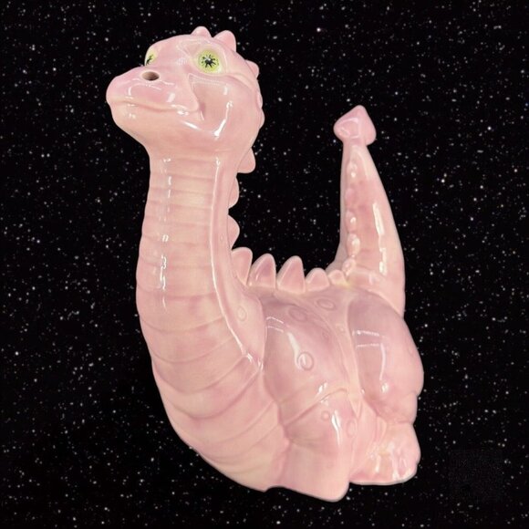 Ceramic Hand Painted Ceramic Pink Dinosaur Figurine Whimsical Figure Vintage - Picture 8 of 12